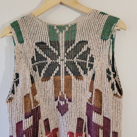 Anthropologie Cecilia Prado Colorful Aztec Open Front Long Cardigan Sz M Western - Picture 5 of 11